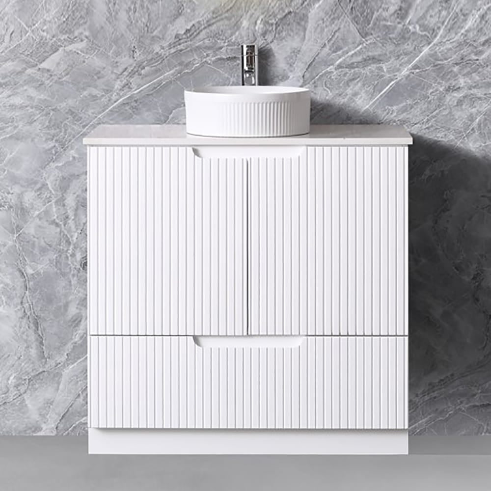 Azura Vanities WH56+SK56-900WM Duplex Collection (Floor Standing) 900mm - Matt White Single Bowl