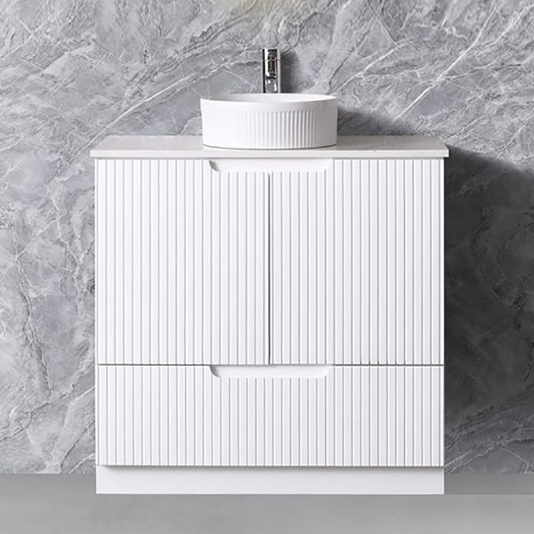 Azura Vanities WH56+SK56-900WM Duplex Collection (Floor Standing) 900mm - Matt White Single Bowl