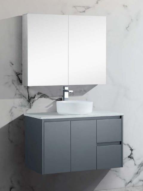Azura Vanities PSH-9075 Brighton Collection Mirror Shaving Cabinet Gloss White 900mm