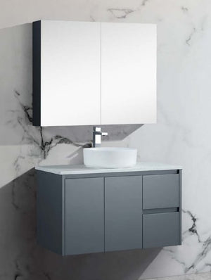 Azura Vanities PSH-9075MB Brighton Collection Mirror Shaving Cabinet Matt Black 900mm