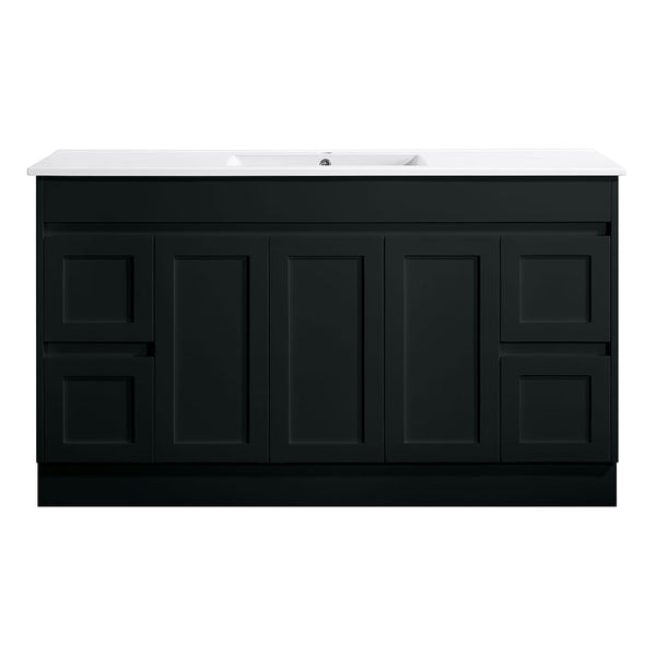 Azura Vanities SK76-1500WBM Quinn Collection Vanity 1500mm - Matt Black Single Bowl / Double Bowls