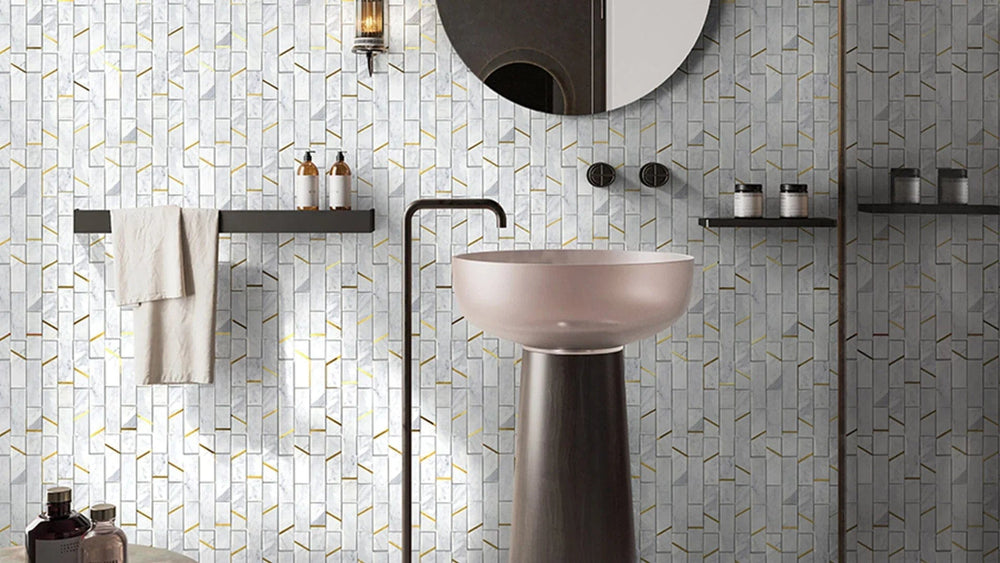 Deco Barres Carrara Mosaic Tile 298x298mm
