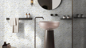 SWC Tile Deco Barres Carrara Mosaic Tile 298x298mm