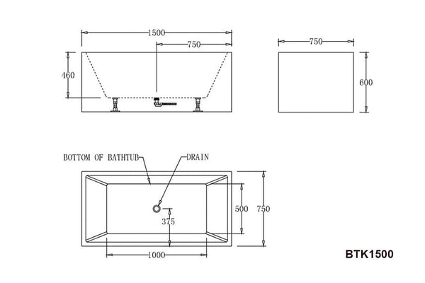 Best Bm Bathtubs BTK1500 Kansas CORNER BATHTUB 1500x750x600MM