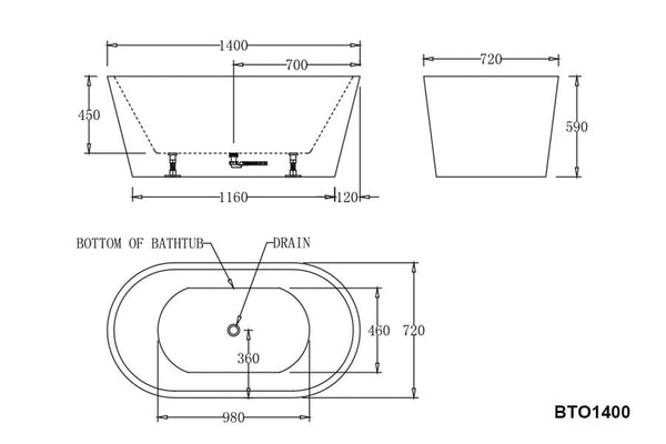 Best Bm Bathtubs BTO1400 Oslo FREESTANDING BATHTUB 1400x720x590MM