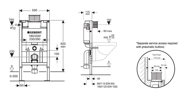 Best Bm Toilets GBT-263-KAPPA — GEBERIT Kappa Wall Hung Concealed cistern (For Wall Hung Pan)