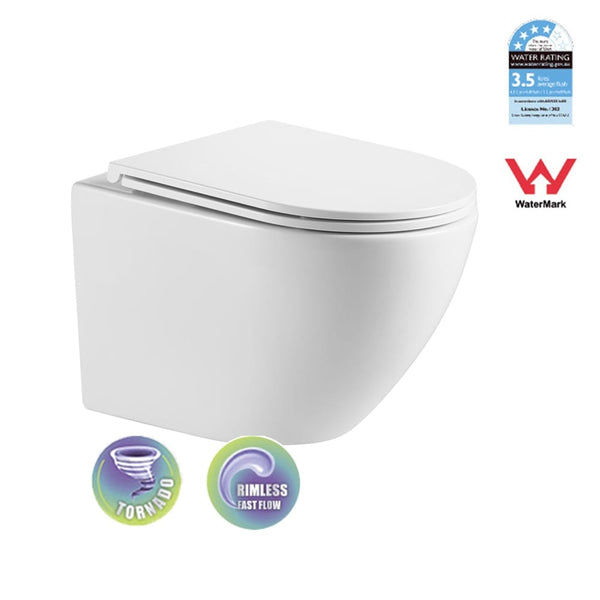 Best Bm Toilets T046E – KIEV Tornado-Rimless Wall Hung Pan