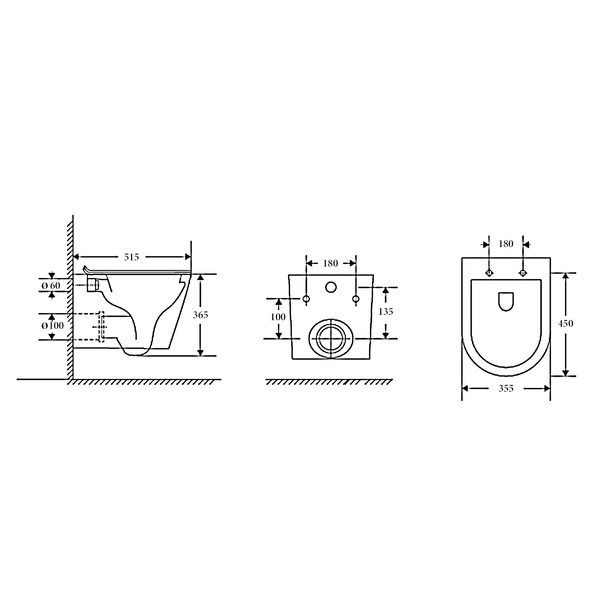 Best Bm Toilets T053E – PARMA Rimless Wall Hung Pan