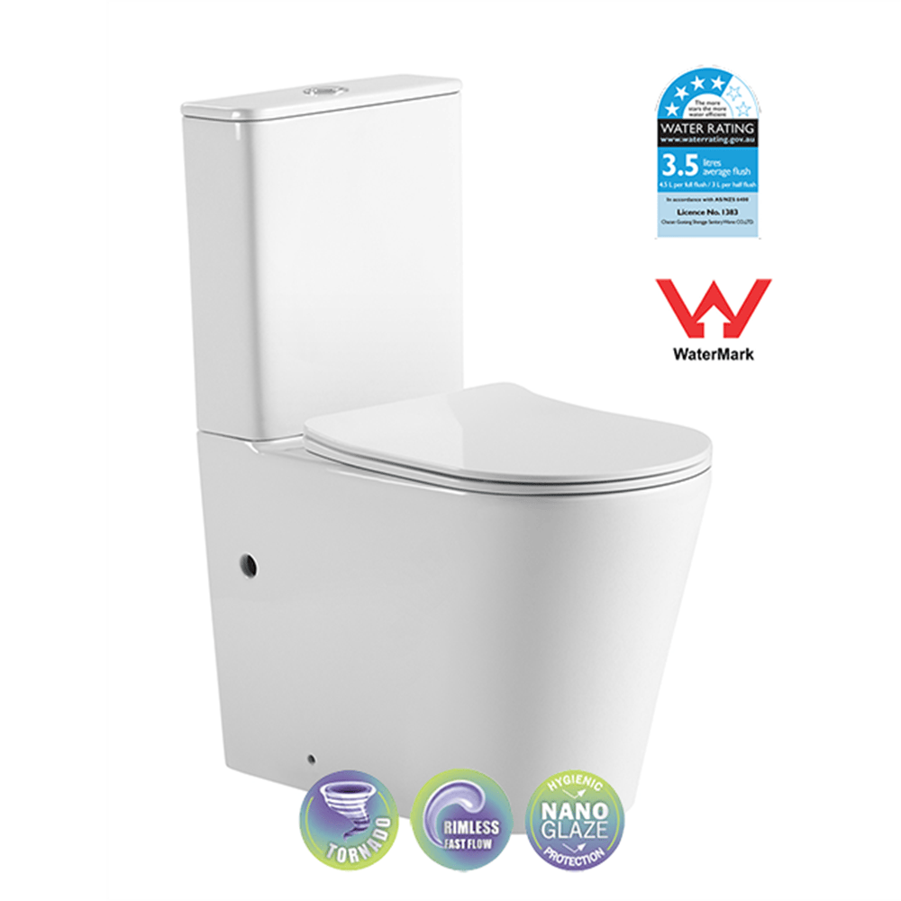 Best Bm Toilets T6088RT – VERA Tornado-Rimless Toilet Suite