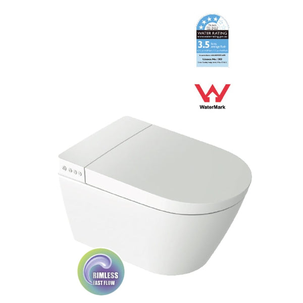 Best Bm Toilets V7201 — PARIS SMART Rimless Wall Hung Toilet Suite