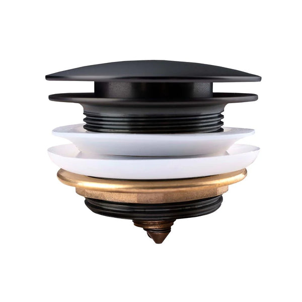 OX002.TWN 40MM MATT BLACK SOLID BRASS BATHTUB MUSHROOM POP UP WASTE DRAIN NO OVERFLOW