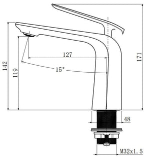 TSI Mixer Taps BT33.05 Esperia Brushed Nickel Basin Mixer