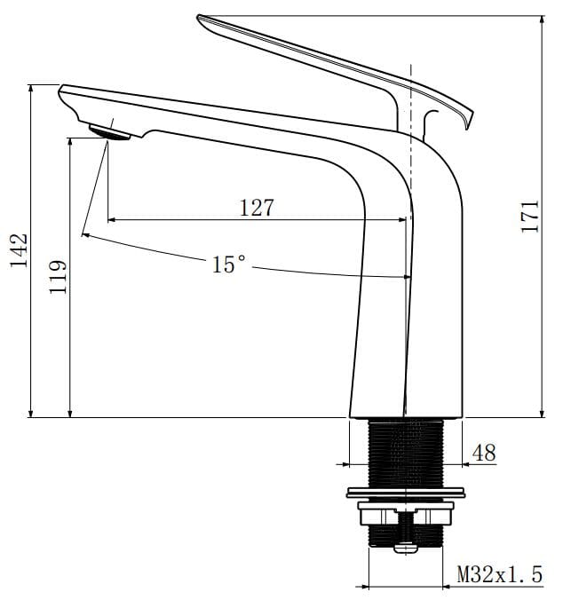 BT33.02 Esperia Matte Black Basin Mixer