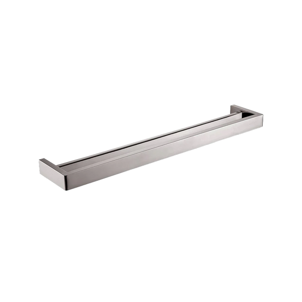 BU7002.TR IVANO SERIES SQUARE BRUSHED NICKEL GREY DOUBLE TOWEL RAIL 600MM
