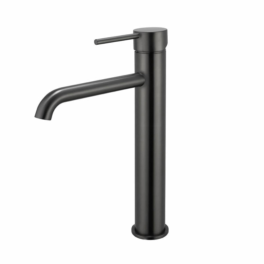 BUGM0151.BM LUCID PIN SERIES ROUND BRUSHED GUN METAL TALL BASIN MIXER