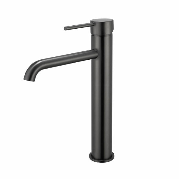 TSI Mixer Taps BUGM0151.BM LUCID PIN SERIES ROUND BRUSHED GUN METAL TALL BASIN MIXER
