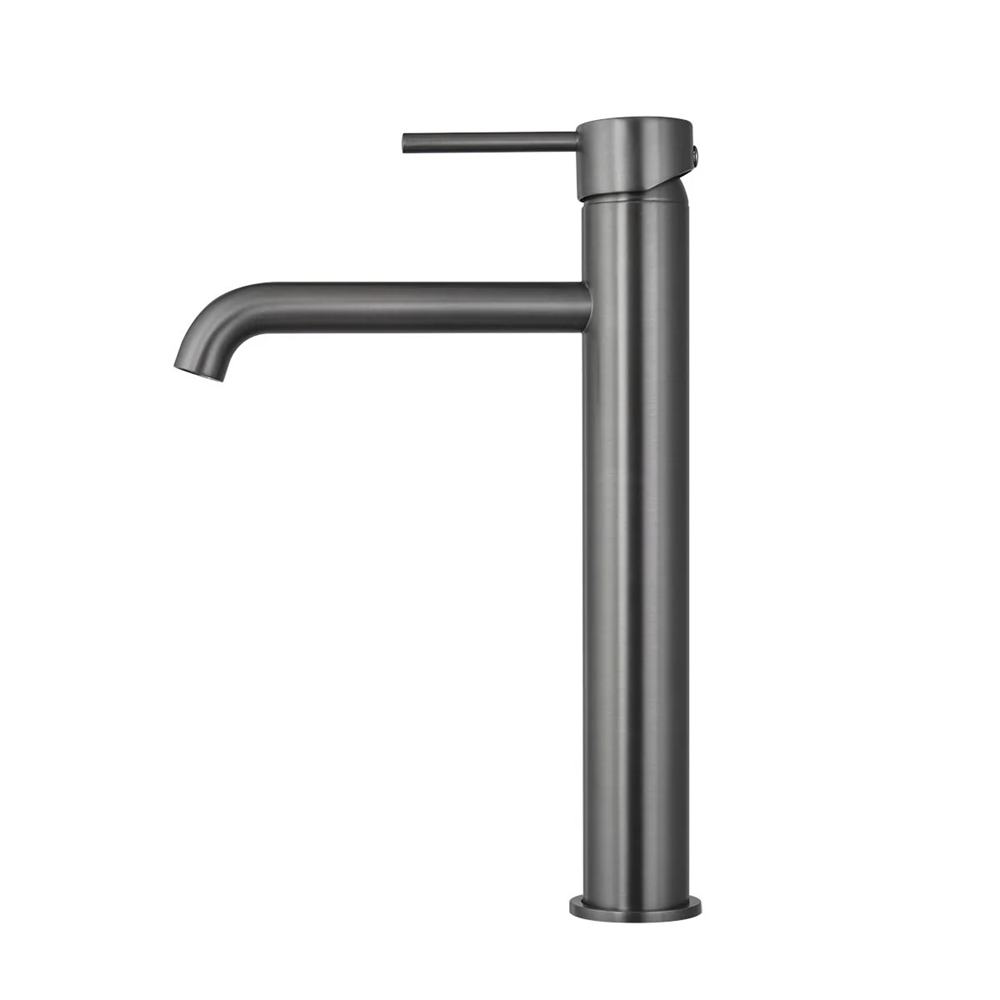 BUGM0151.BM LUCID PIN SERIES ROUND BRUSHED GUN METAL TALL BASIN MIXER