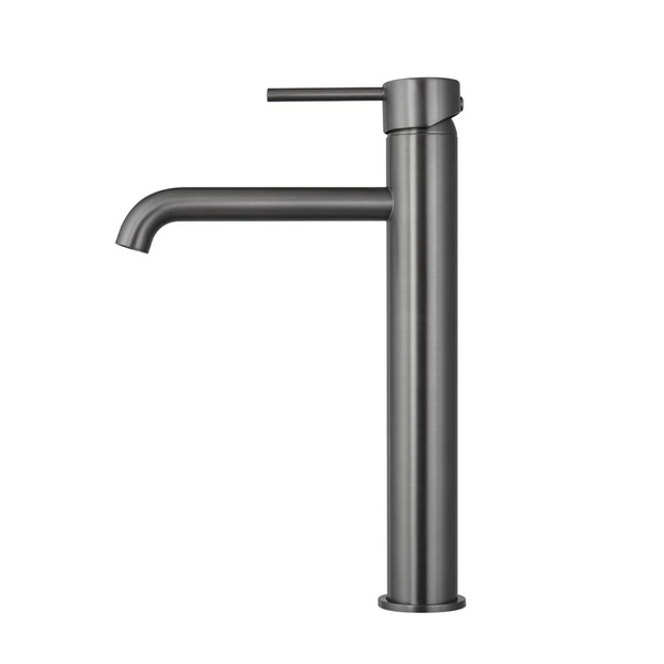 BUGM0151.BM LUCID PIN SERIES ROUND BRUSHED GUN METAL TALL BASIN MIXER
