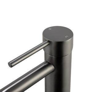 TSI Mixer Taps BUGM0151.BM LUCID PIN SERIES ROUND BRUSHED GUN METAL TALL BASIN MIXER