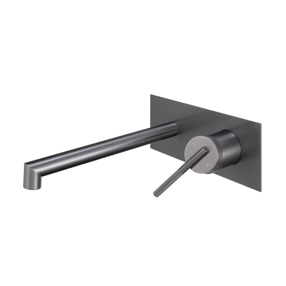BUGM0243.BM CADDENCE SERIES BRUSHED GUN METAL GREY WALL MIXER WITH SPOUT