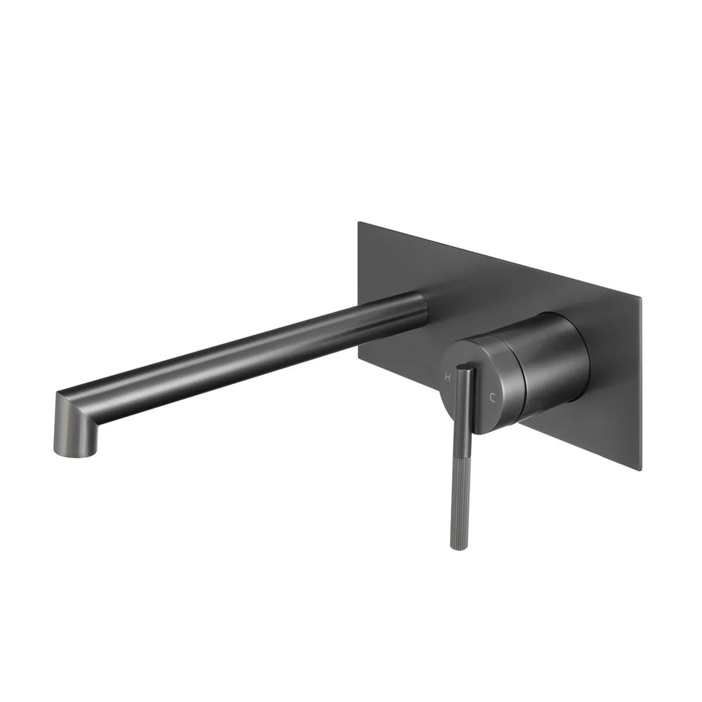 BUGM0243.BM CADDENCE SERIES BRUSHED GUN METAL GREY WALL MIXER WITH SPOUT
