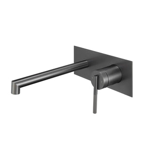 BUGM0243.BM CADDENCE SERIES BRUSHED GUN METAL GREY WALL MIXER WITH SPOUT