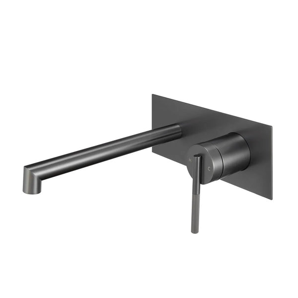 BUGM0243.BM CADDENCE SERIES BRUSHED GUN METAL GREY WALL MIXER WITH SPOUT