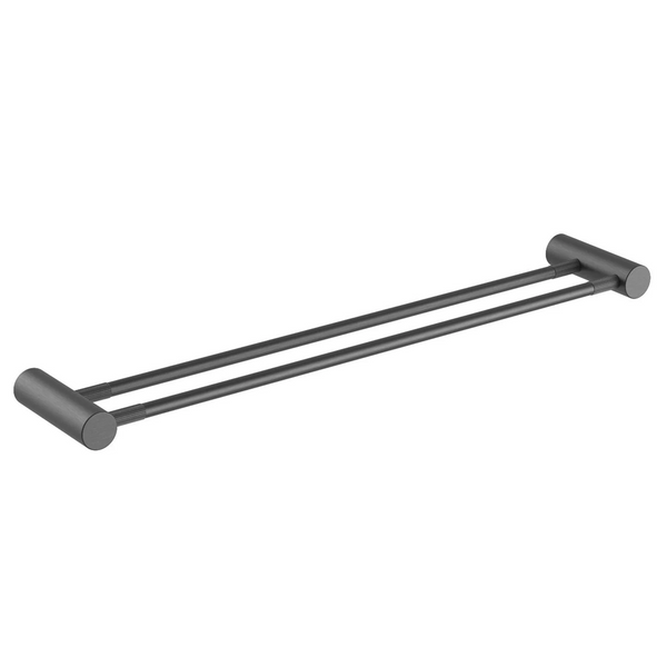 BUGM9002.TR CADDENCE SERIES BRUSHED GUN METAL GREY DOUBLE TOWEL RAIL 600MM