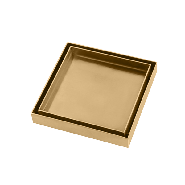 TSI Showers BUYG003.FD BRUSHED YELLOW GOLD SHOWER GRATE FLOOR WASTE DRAIN SMART INSERT TILE 120*120MM(81.3MM OUTLET)