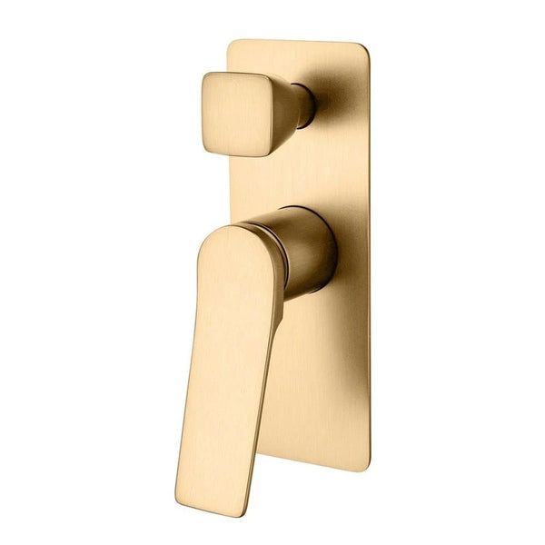 BUYG0155-2.ST RUSHY SERIES SQUARE BRUSHED YELLOW GOLD WALL MIXER WITH DIVERTER