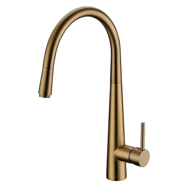 BUYG1021.KM ROUND BRUSHED YELLOW GOLD PULL OUT KITCHEN SINK MIXER TAP