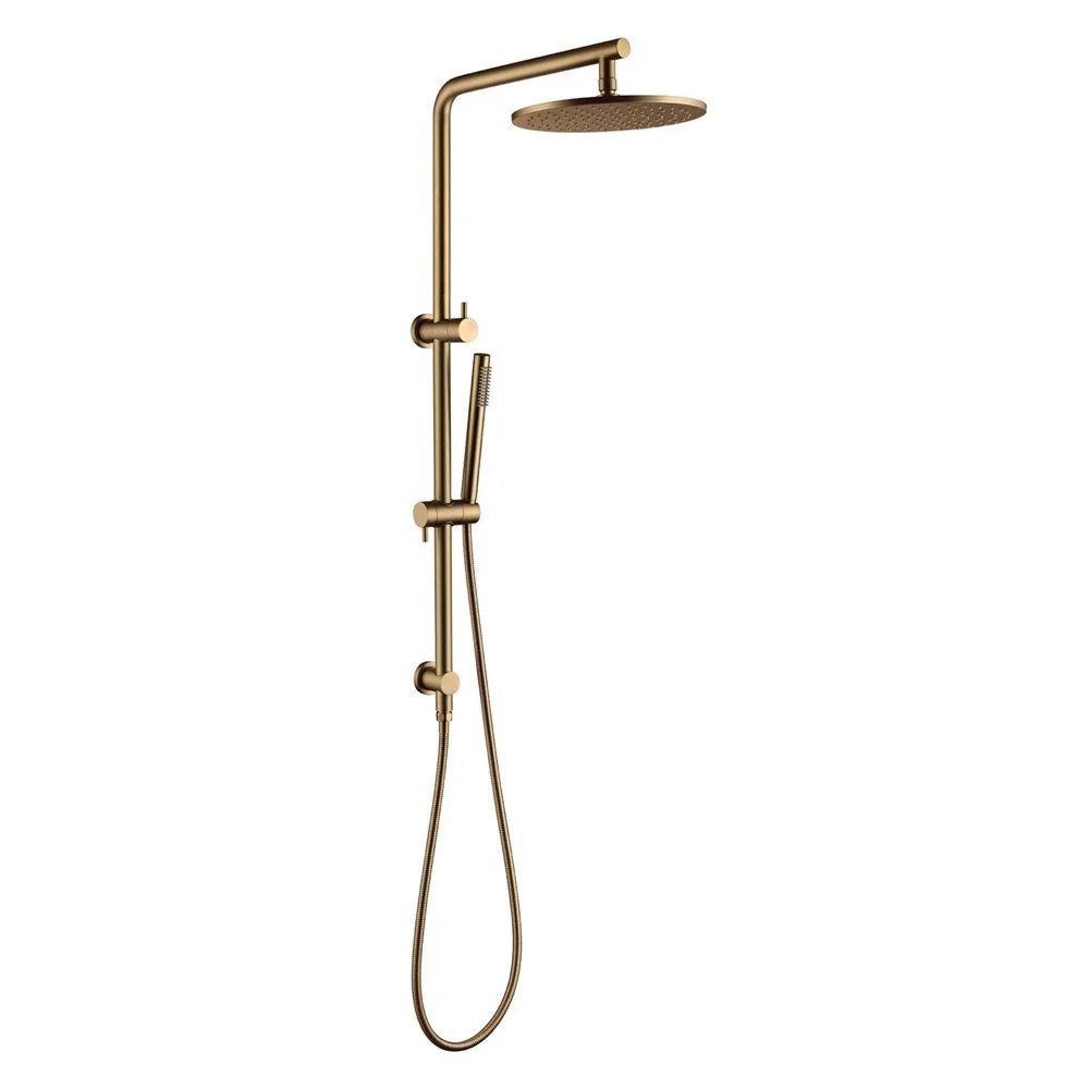 10'' ROUND BRUSHED YELLOW GOLD SHOWER STATION TOP WATER INLET