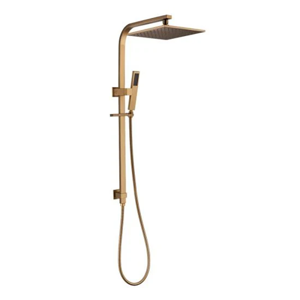 10'' SQUARE BRUSHED YELLOW GOLD SHOWER STATION TOP WATER INLET