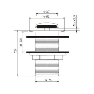 TSI simple GM001.PUW 32/40MM SOLID BRASS GUN METAL GREY BASIN POP UP WASTE WITH OVERFLOW