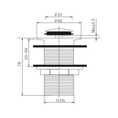 TSI simple GM001.PUW 32/40MM SOLID BRASS GUN METAL GREY BASIN POP UP WASTE WITH OVERFLOW
