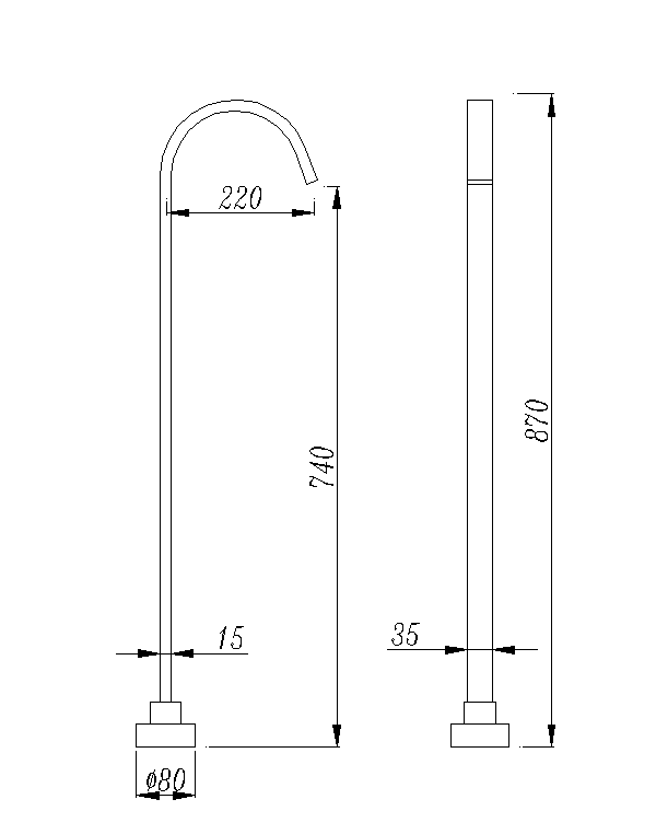 Black Square Floor Standing Mixer (Brass) OX0001.BS