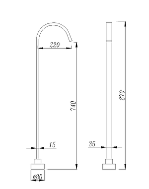 TSI Mixer Taps Black Square Floor Standing Mixer (Brass) OX0001.BS