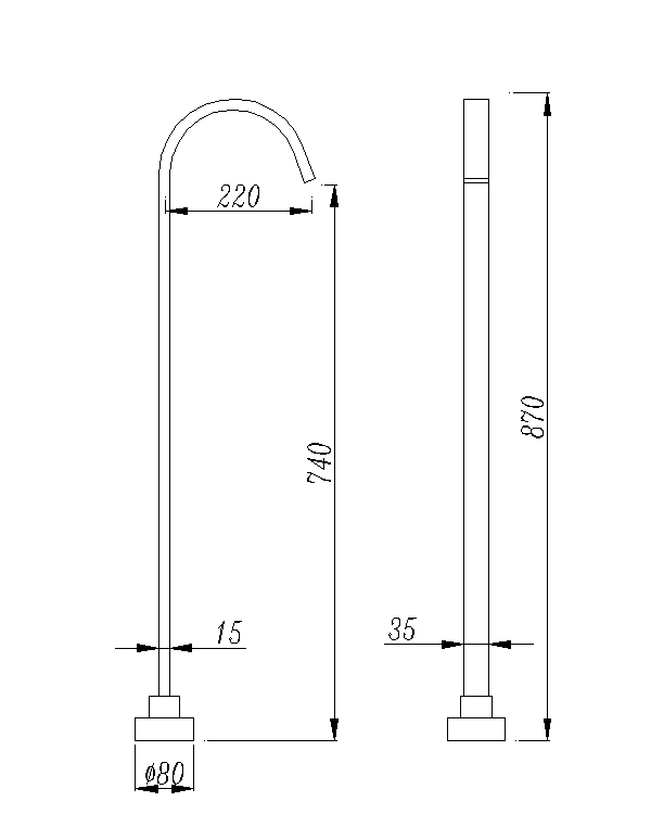 Black Square Floor Standing Mixer (Brass) OX0001.BS