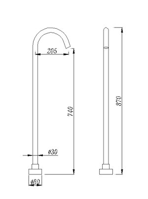 TSI simple Chrome Round Floor Standing Mixer (Brass) CH0002.BS