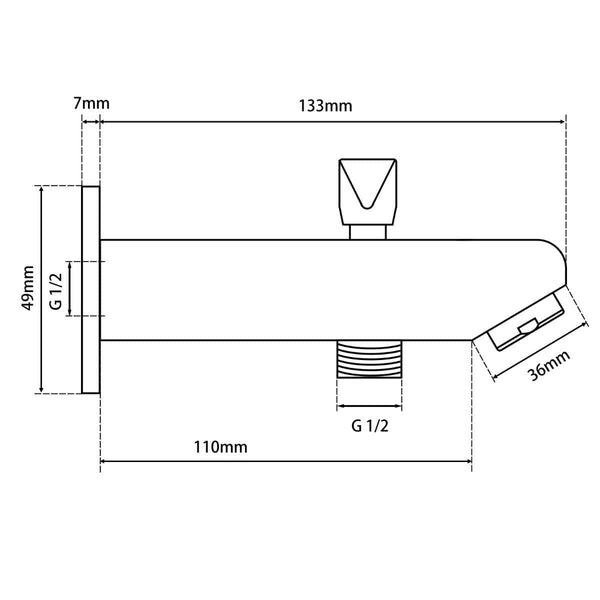 TSI Mixer Taps BLAZE Series Chrome Bathtub/Basin Wall Spout with Diverter CH0011.BS