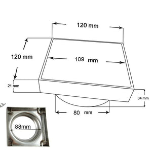 TSI Showers CH003.FD CHROME SHOWER GRATE FLOOR WASTE DRAIN SMART INSERT TILE 120*120MM