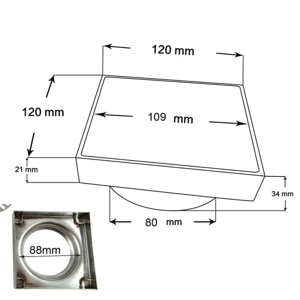 TSI Showers CH003.FD CHROME SHOWER GRATE FLOOR WASTE DRAIN SMART INSERT TILE 120*120MM