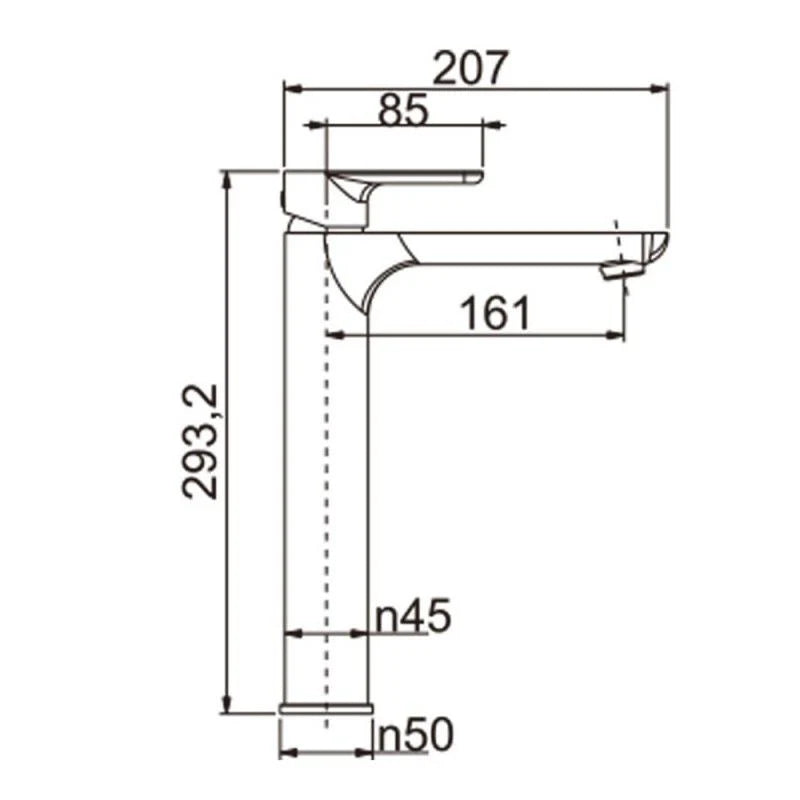 BU0152.BM VOG SERIES BRUSHED NICKEL TALL BASIN MIXER