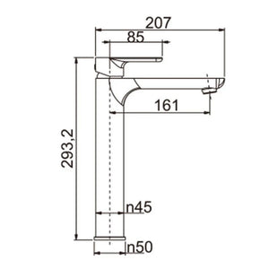 BU0152.BM VOG SERIES BRUSHED NICKEL TALL BASIN MIXER