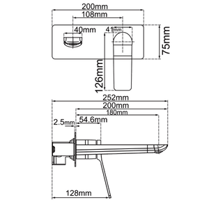 TSI Mixer Taps RUSHY Series Square Brushed Gun Metal Grey Wall Mixer with Spout BUGM0153.BM