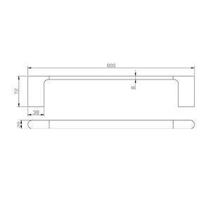 Trade Bathroom Accessories AU Series Black Single Towel Rail 800mm OX8001.8.TR