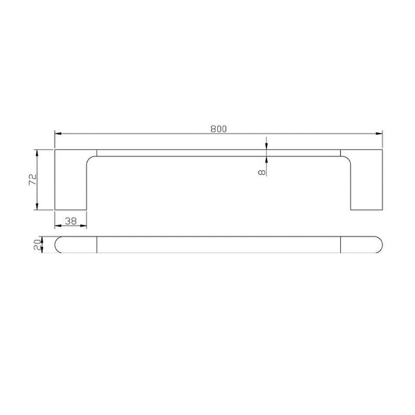 Trade Bathroom Accessories AU Series Black Single Towel Rail 800mm OX8001.8.TR