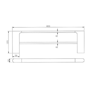 Trade Bathroom Accessories AU Series Black Double Towel Rail 800mm OX8002.8.TR