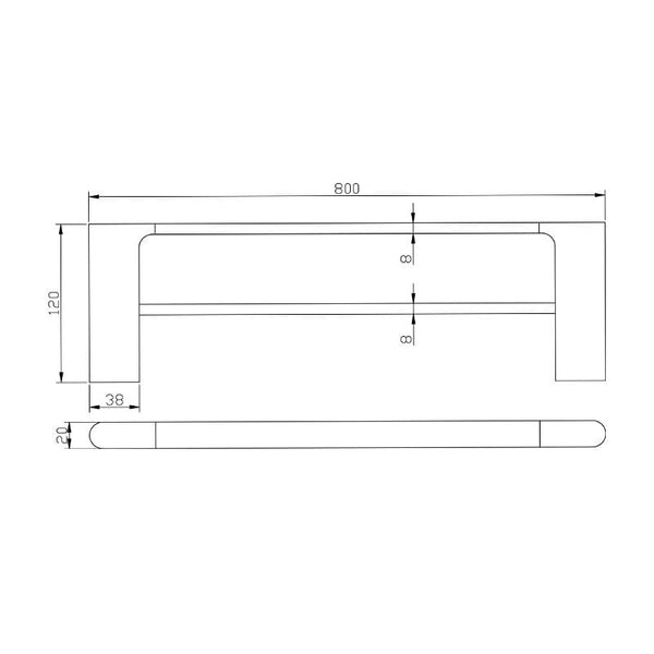 Trade Bathroom Accessories AU Series Black Double Towel Rail 800mm OX8002.8.TR