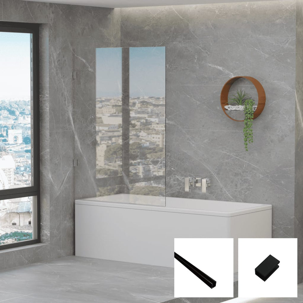 Convex Glass 10mm Frameless Fixed Bath Screen V10-B-F - Black